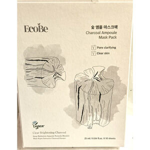 Ecobe Charcoal Ampoule Facial Mask Sheet ( box of 10 sheets) expires Dec 21 2026
